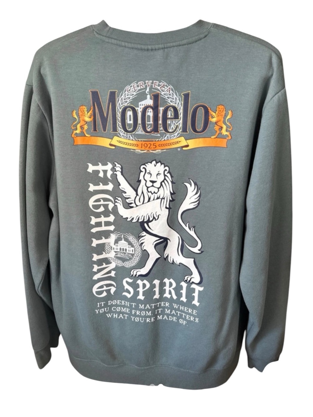 Cerveza Modelo Fighting Spirit Lion Beer Graphic 1925 Sweatshirt Men's Size XL